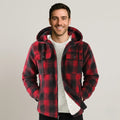 Sherpa Lined Plaid Flannel Zip Hoodie Jacket