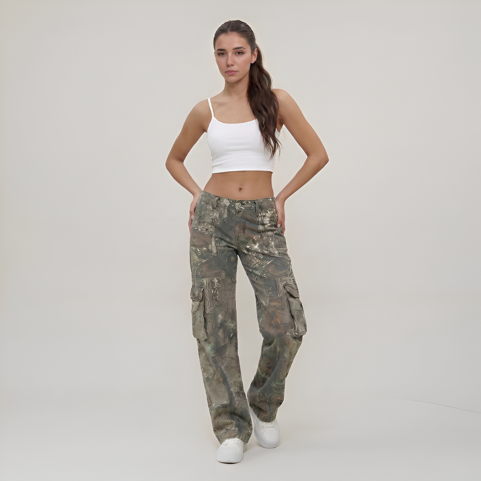 Low Rise Camouflage Multi Pocket Cargo Pants — view 2