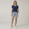 Short Sleeve Pajama Set With Contrast Piping And Pocket
