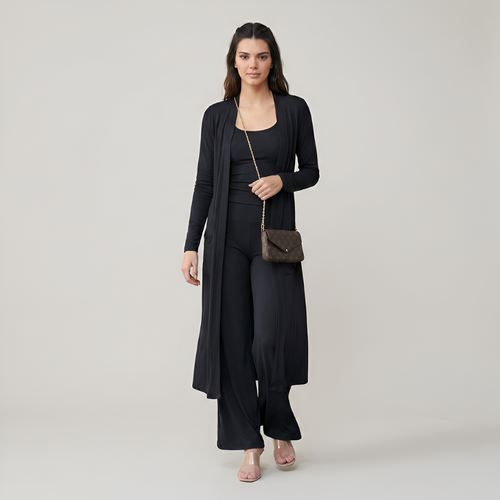3 Piece Long Cardigan Knit Set