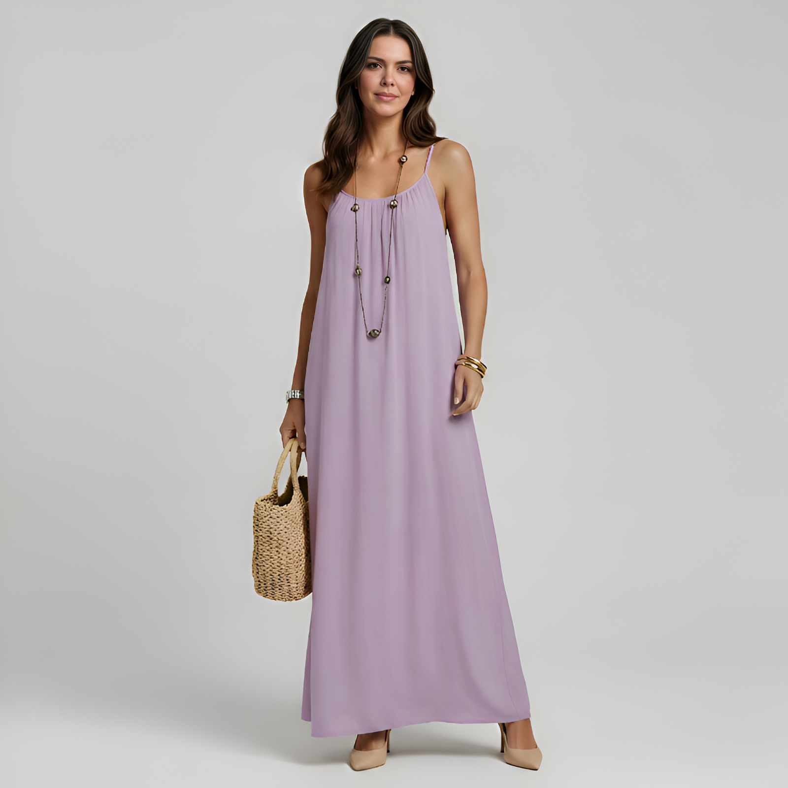 Adjustable Strap Cami Maxi Dress For Women — view 7