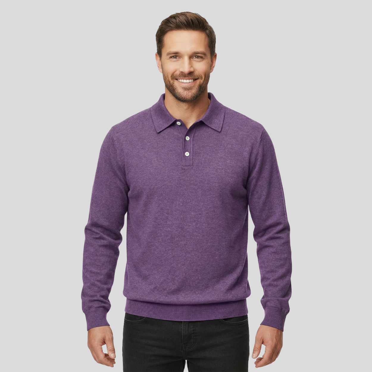 Classic Cashmere Lapel Polo T Shirt — view 3