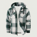 Sherpa Lined Plaid Flannel Zip Hoodie Jacket — view 13
