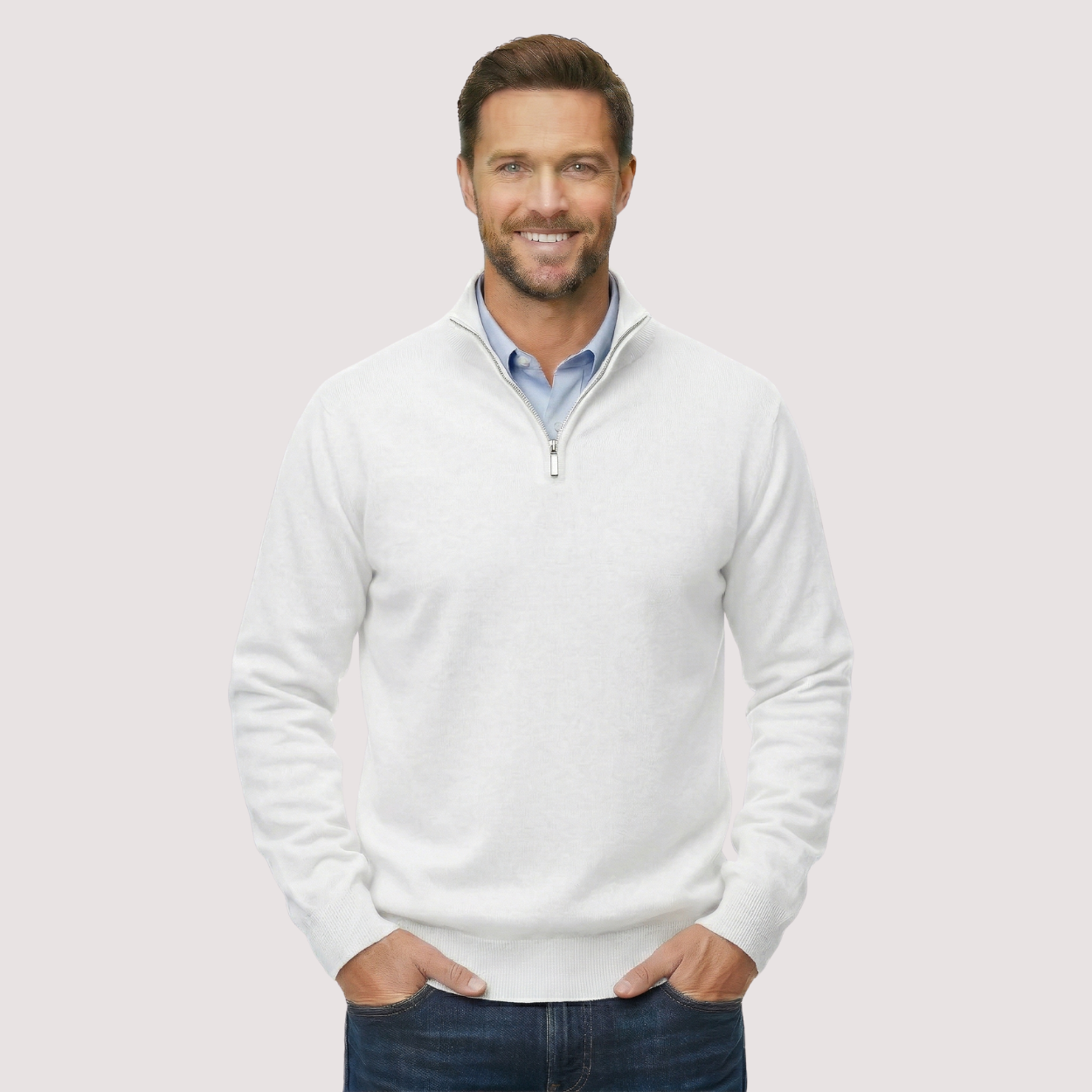 Classic Quarter Zip Knit Pullover Sweater — view 2