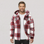 Everyday Plaid Flannel Sherpa Lined Hoodie Jacket — view 11
