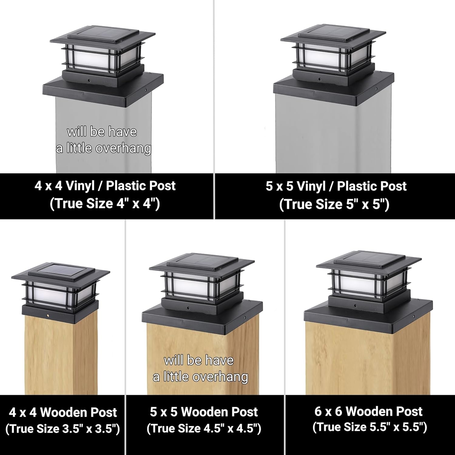Solar Post Cap Lights Outdoor – Universal Fit for 4x4, 5x5, 6x6 Wood & Vinyl Posts – Waterproof LED Deck, Fence & Garden