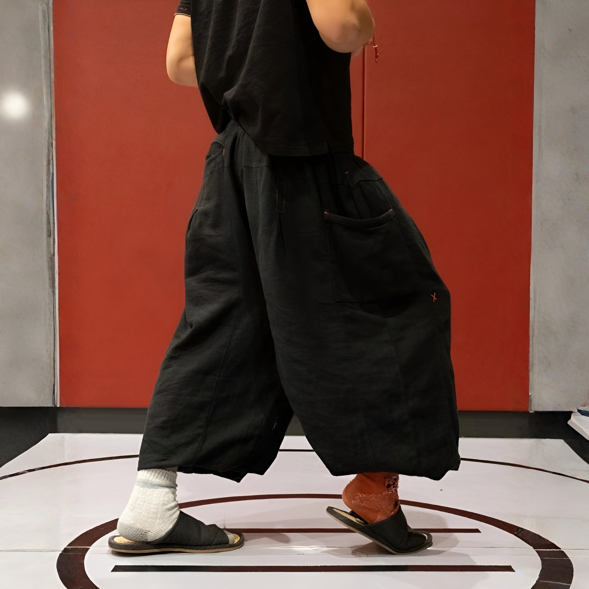 Flax Pleated Wide Pants With Drawstrings — view 6
