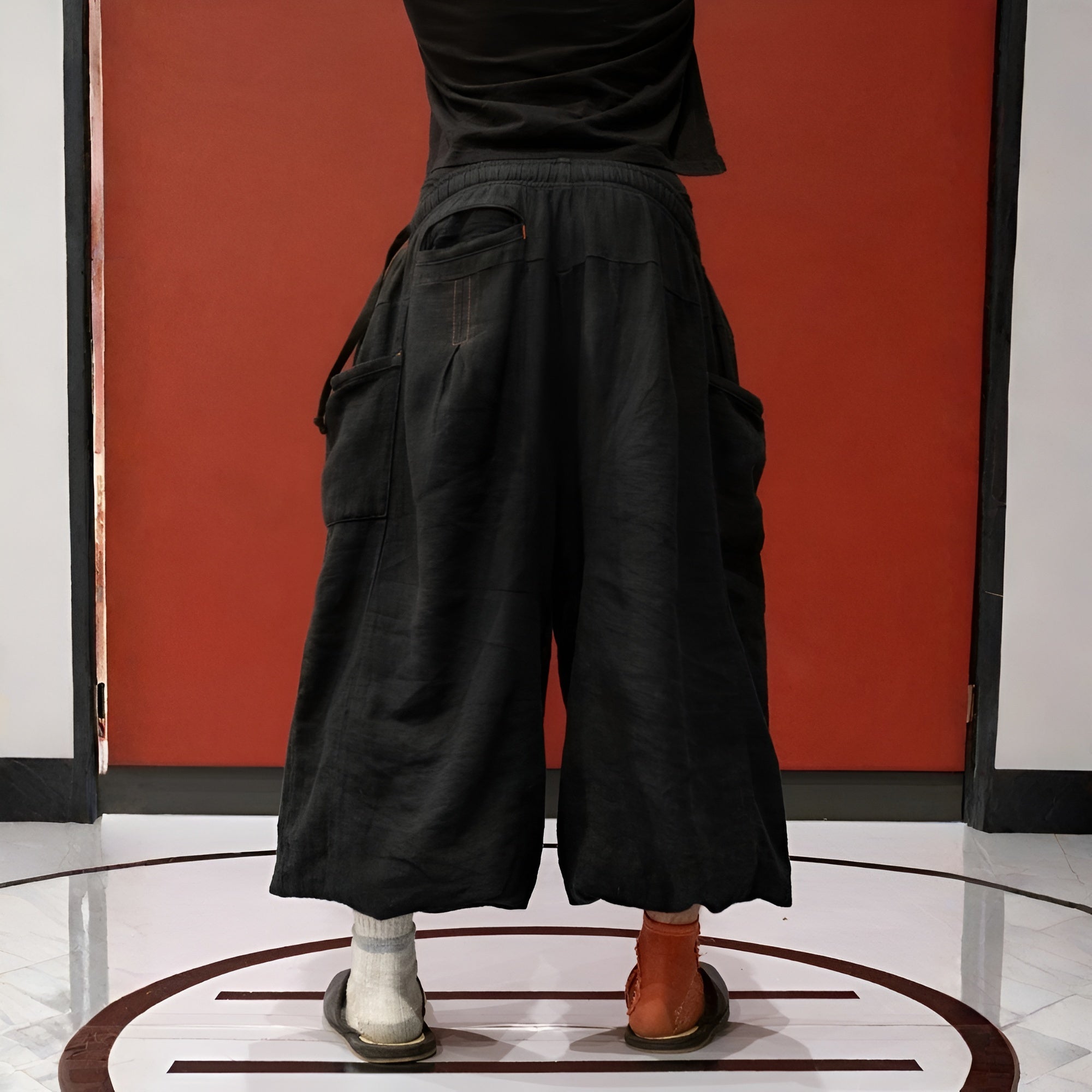Flax Pleated Wide Pants With Drawstrings — view 9