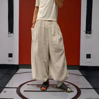 Flax Pleated Wide Pants With Drawstrings — view 12