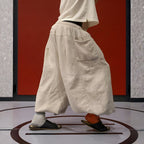 Flax Pleated Wide Pants With Drawstrings — view 13