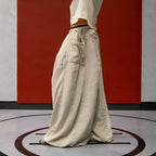 Flax Pleated Wide Pants With Drawstrings — view 14