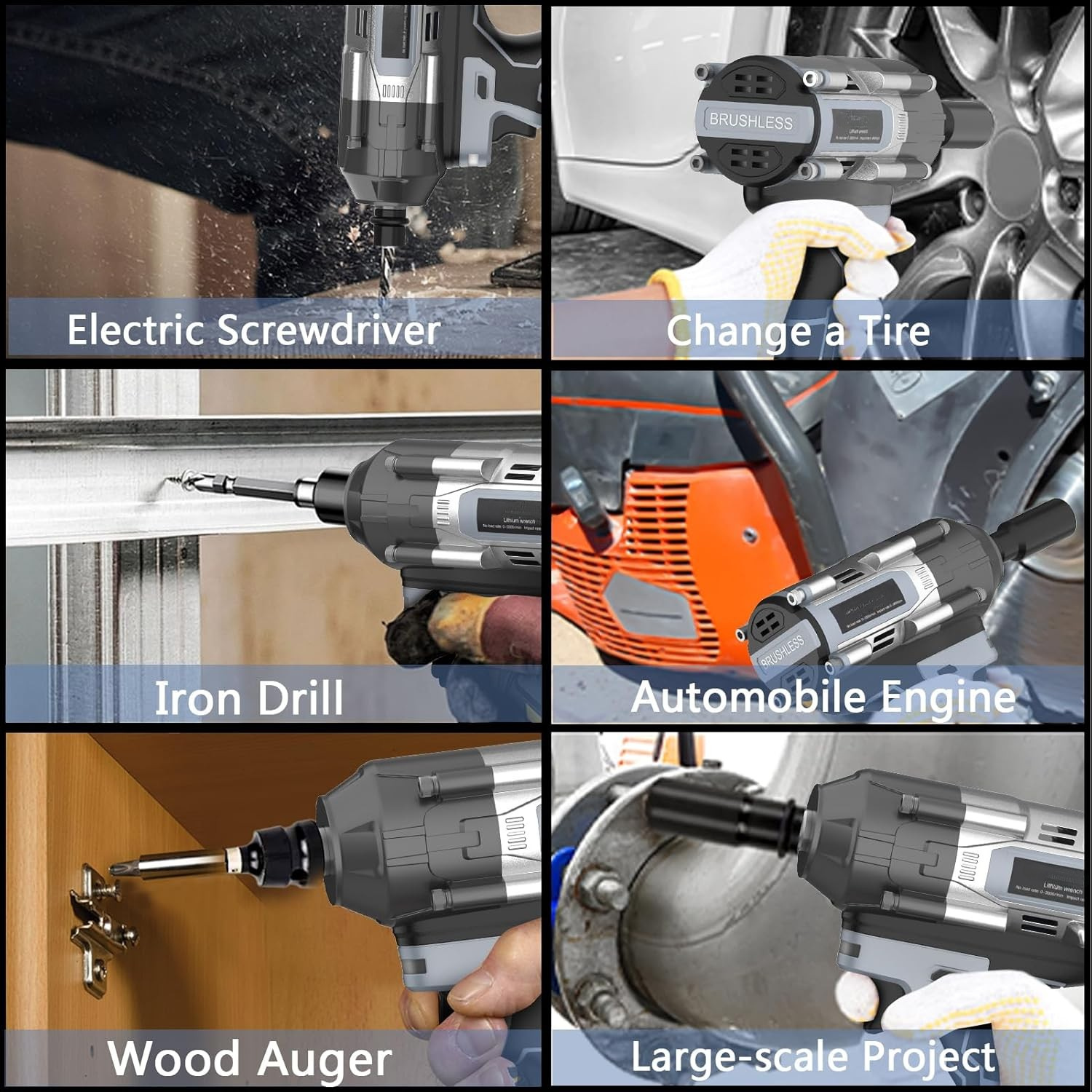 Madebut Cordless Impact Wrench, 3-Speed Electric Power Wrenches — view 2