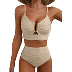 U-Wire Cutout High Waisted Textured Swimsuit — view 6