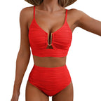 U-Wire Cutout High Waisted Textured Swimsuit — view 7