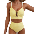 U-Wire Cutout High Waisted Textured Swimsuit — view 9