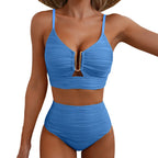 U-Wire Cutout High Waisted Textured Swimsuit — view 10