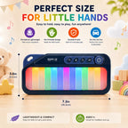 Kids Mini Piano Toy W/Rainbow Lights, Toddler Pocket Travel Piano Keyboard for 1-3, Portable Musical Instrument Toys, Mu