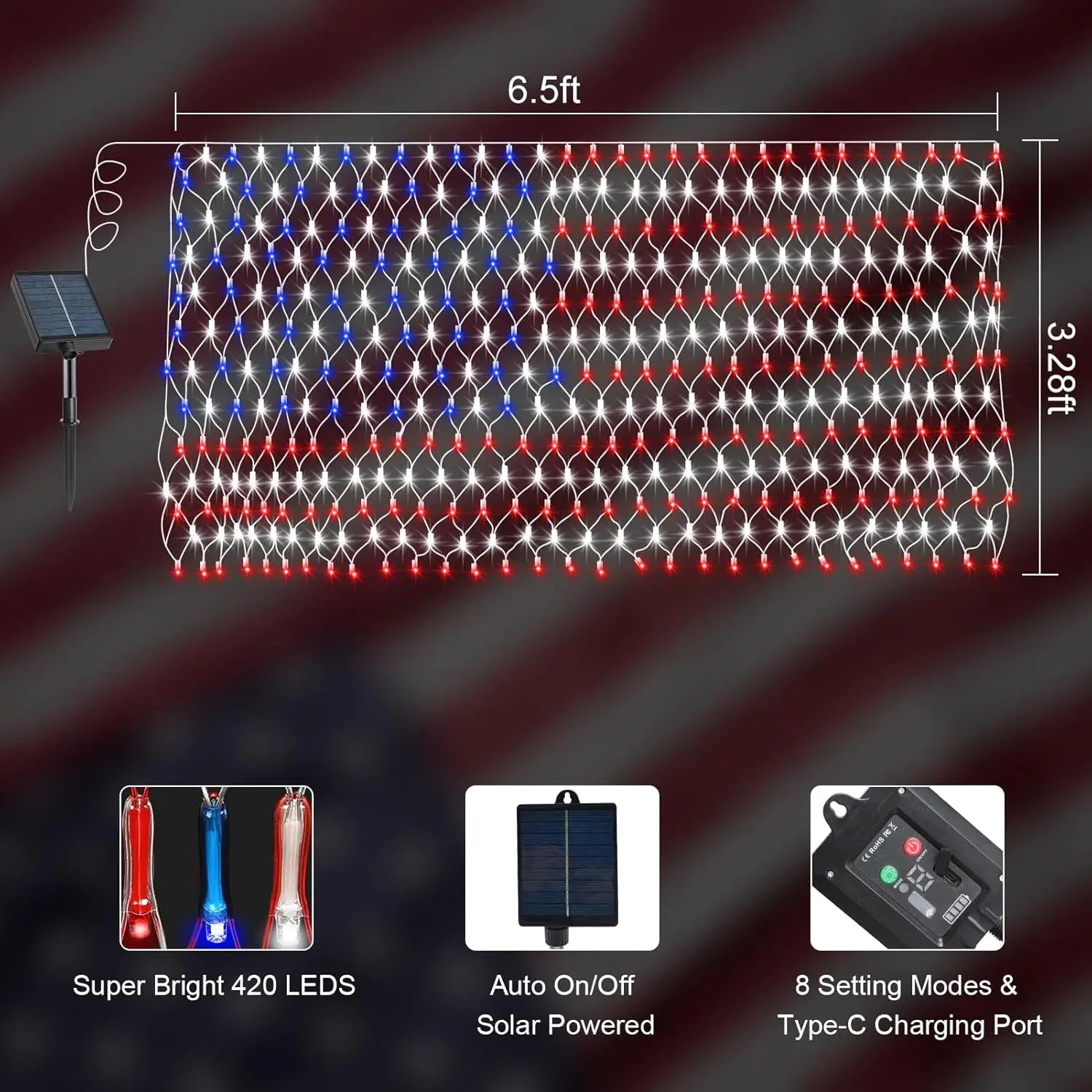 American Flag Net Lights — view 8