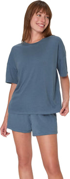 Hanes Women's Originals Supersoft Boxy T-Shirt & Sleep Shorts Set — view 7