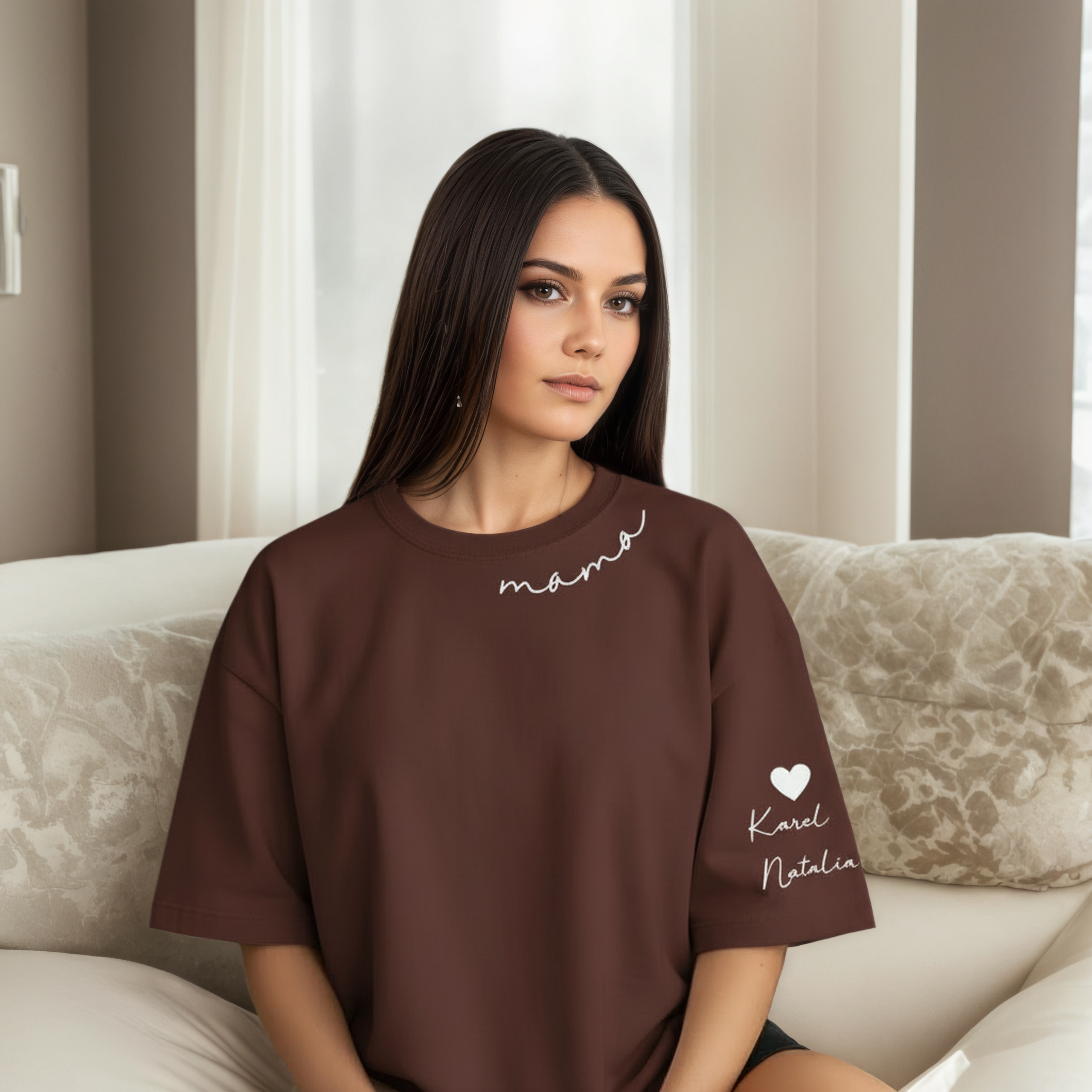 Personalized Mama Sweatshirt And Hoodie With Names On Sleeve — view 41