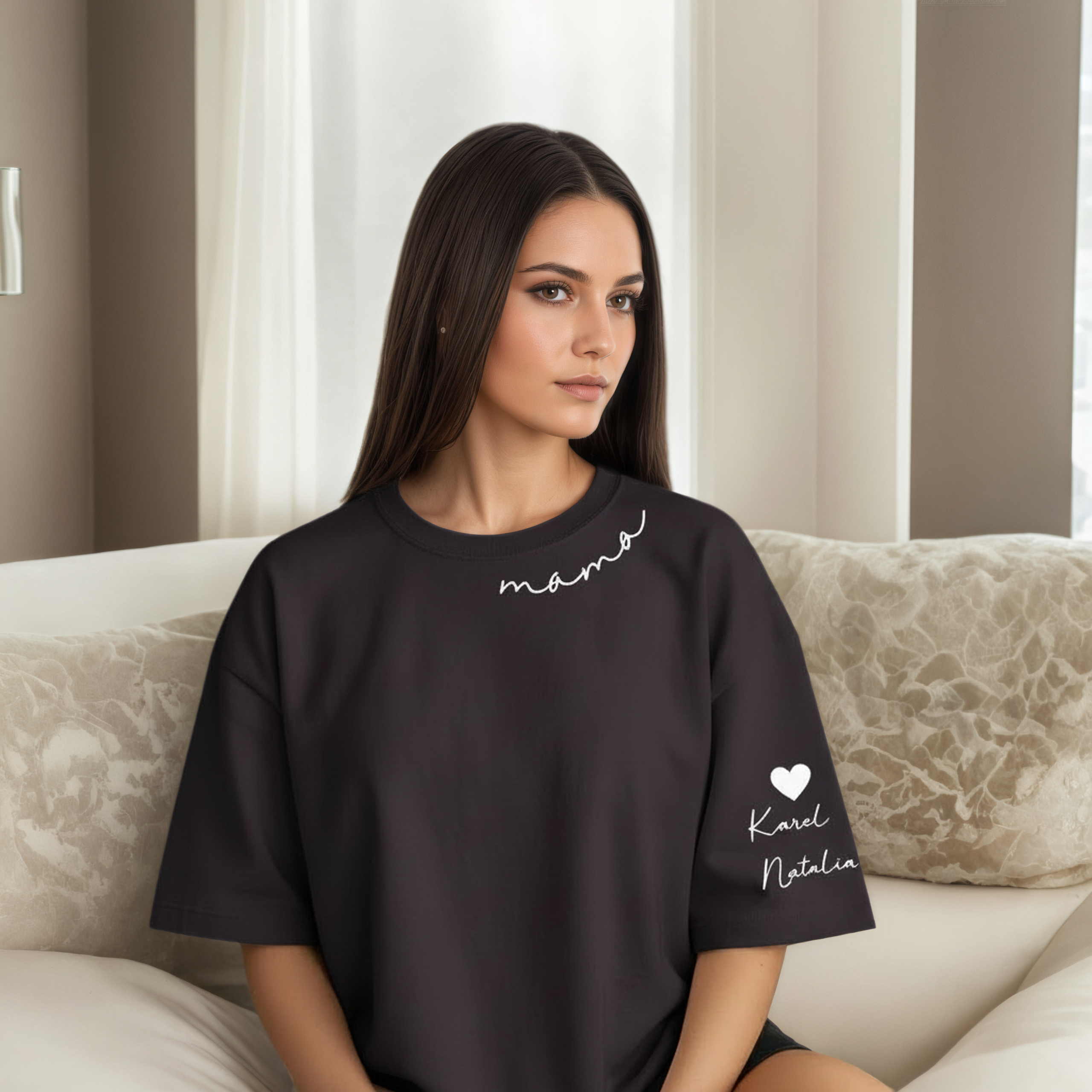 Personalized Mama Sweatshirt And Hoodie With Names On Sleeve — view 35