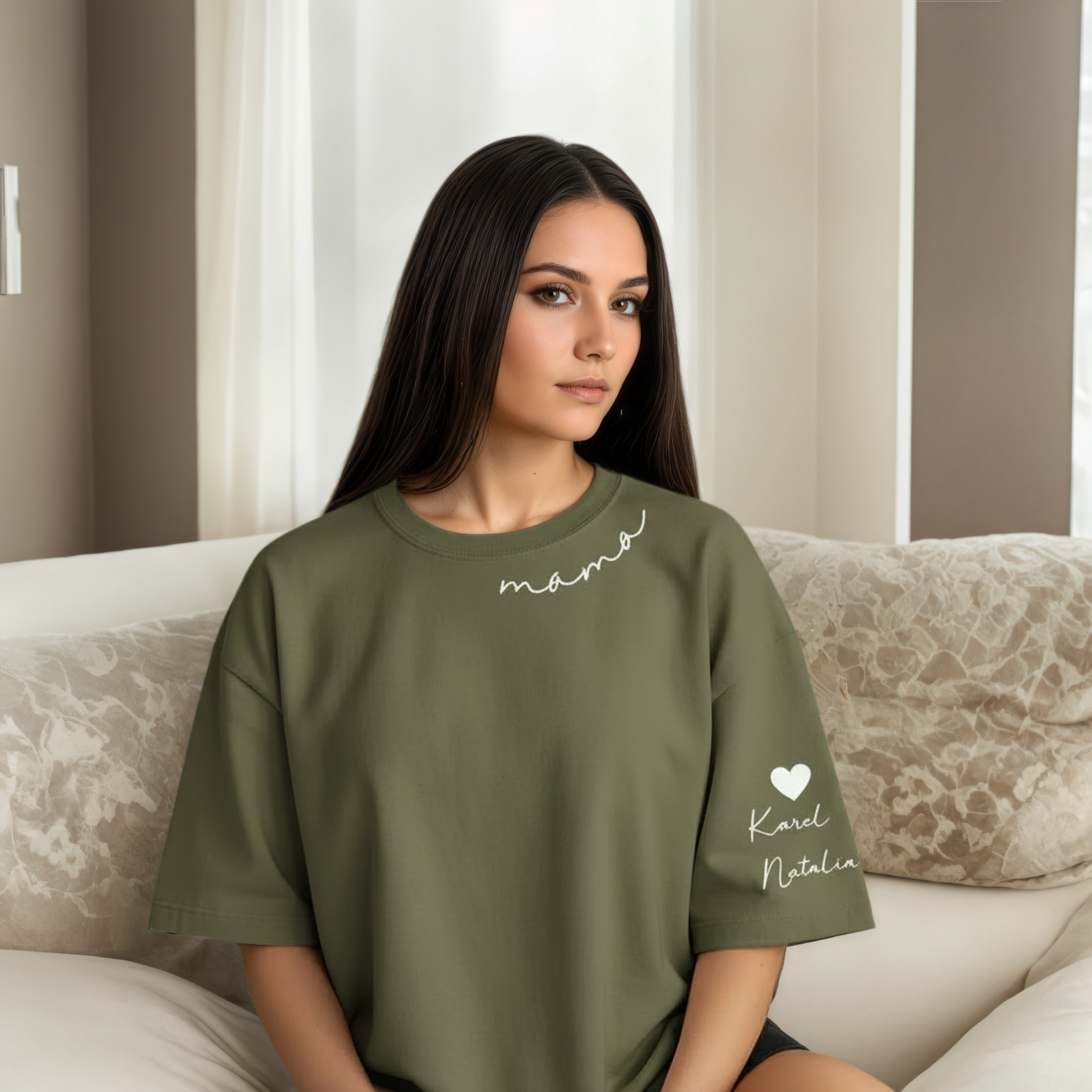 Personalized Mama Sweatshirt And Hoodie With Names On Sleeve — view 44