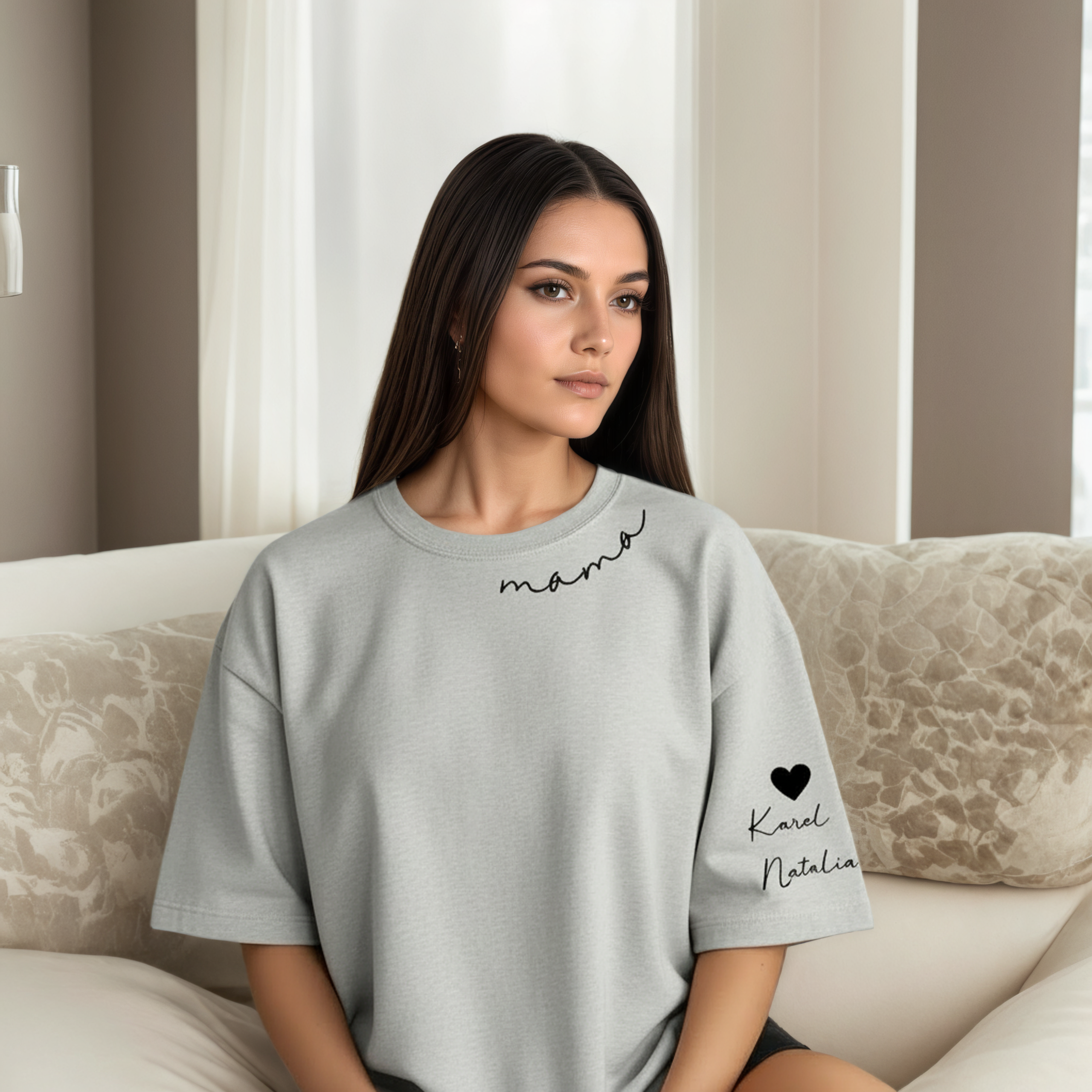 Personalized Mama Sweatshirt And Hoodie With Names On Sleeve — view 39