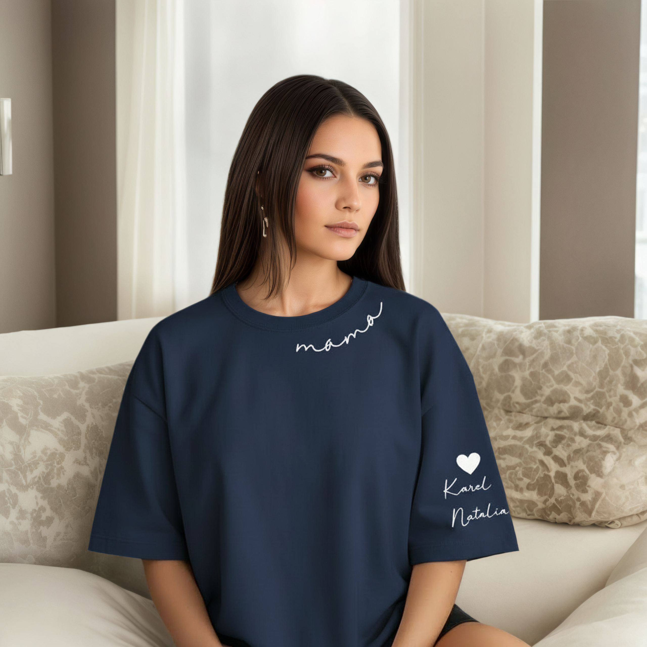 Personalized Mama Sweatshirt And Hoodie With Names On Sleeve — view 43