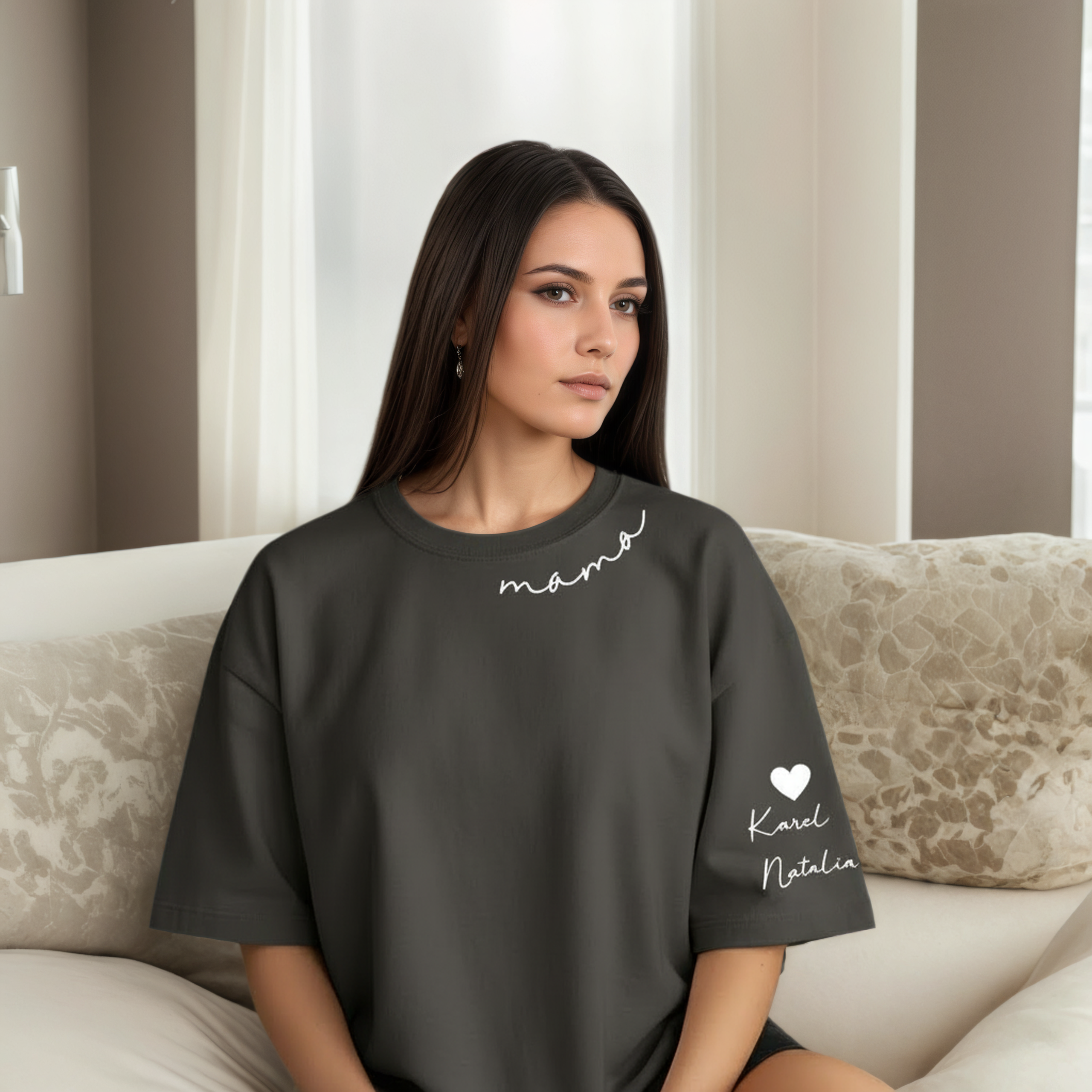 Personalized Mama Sweatshirt And Hoodie With Names On Sleeve — view 37