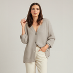Soft Knit Cashmere Cocoon Front Button Cardigan — view 5