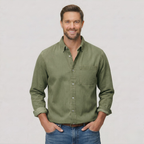 Classic Solid Long Sleeve Button Down Shirt — view 3