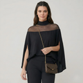 Mesh Yoke Batwing Sleeve Loose Fit Top For Women