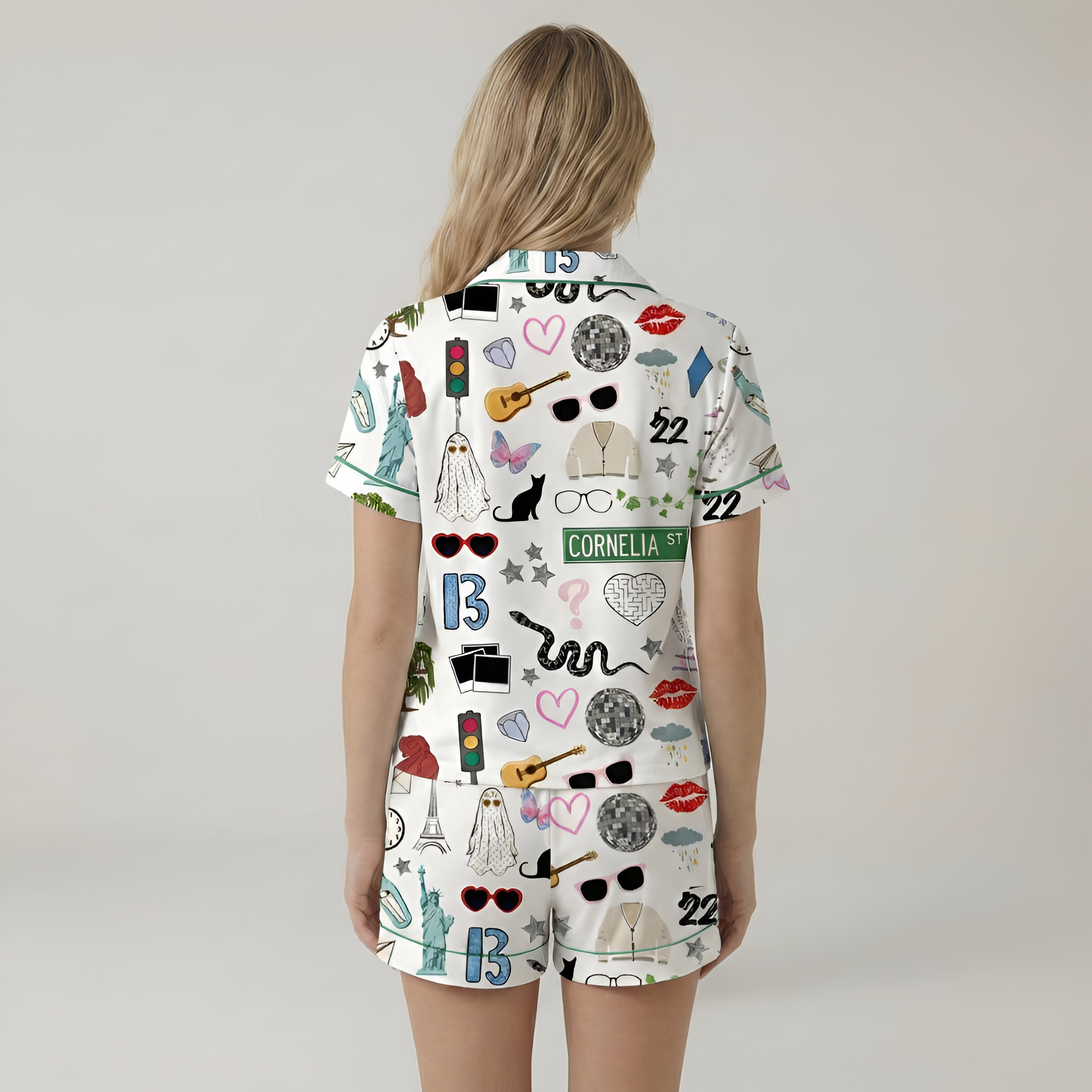 Pop Culture Print Short Sleeve Pajama Set — view 2