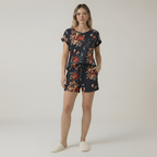 Short Sleeve Pajama Set With Contrast Piping And Pocket — view 5