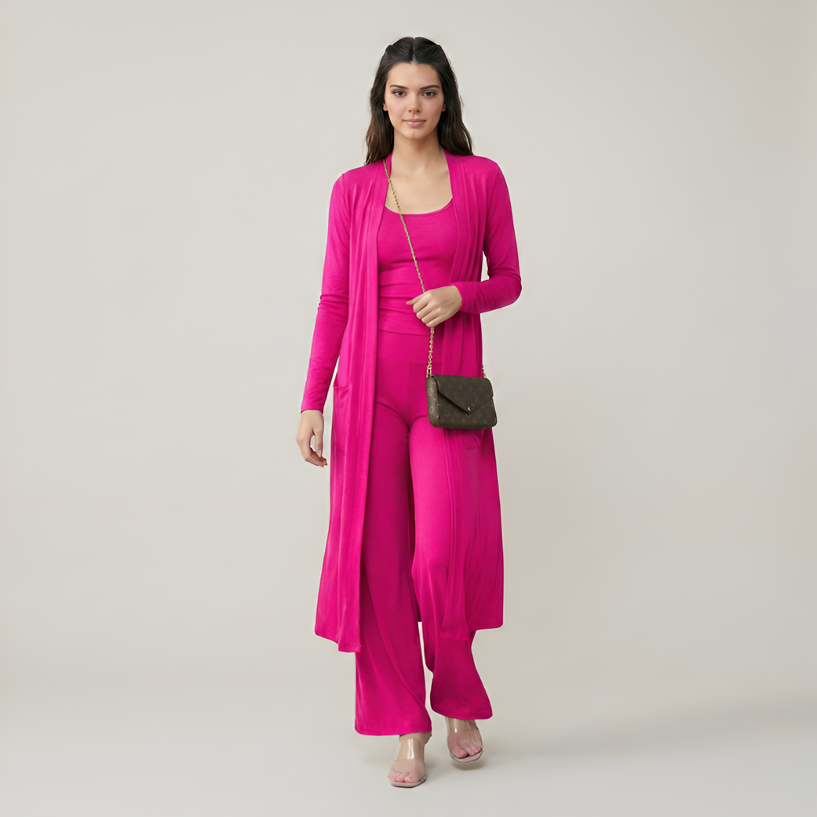 3 Piece Long Cardigan Knit Set — view 3