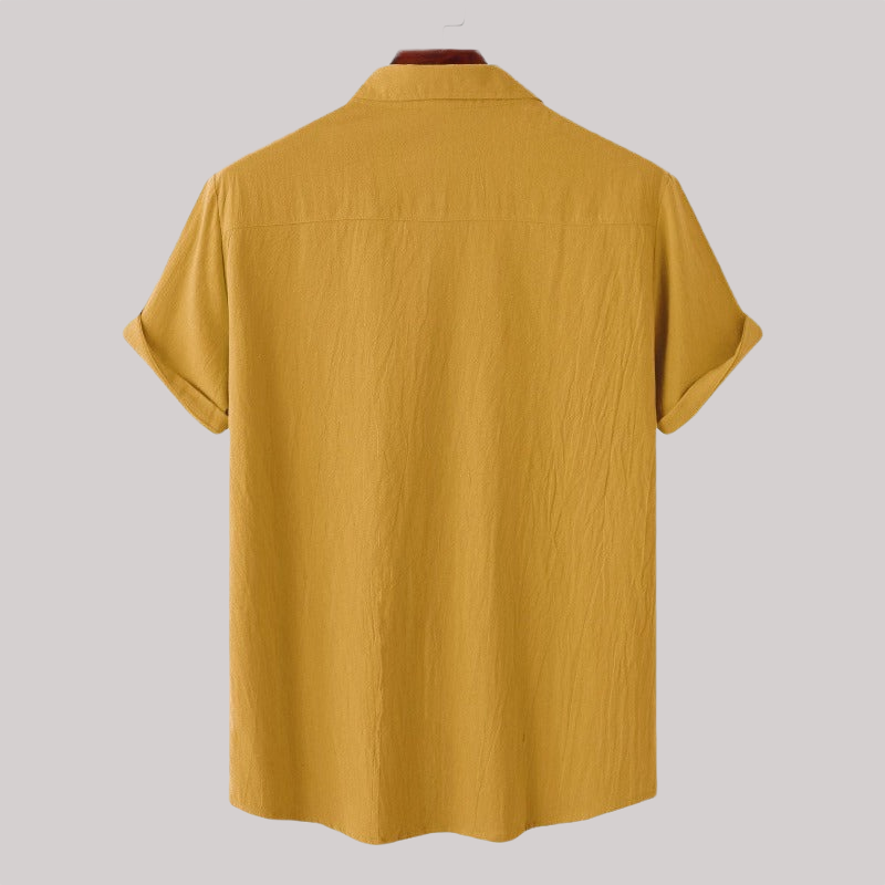 Linen Blend Short Sleeve Button Down Shirt — view 15