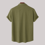 Linen Blend Short Sleeve Button Down Shirt — view 21