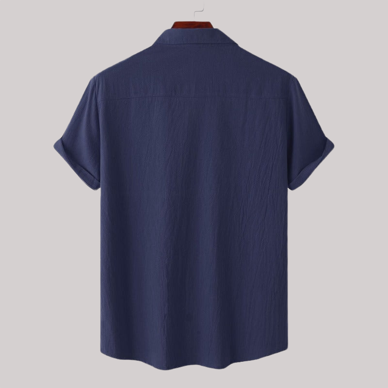 Linen Blend Short Sleeve Button Down Shirt — view 23