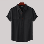 Linen Blend Short Sleeve Button Down Shirt — view 26