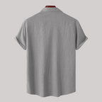 Linen Blend Short Sleeve Button Down Shirt — view 31