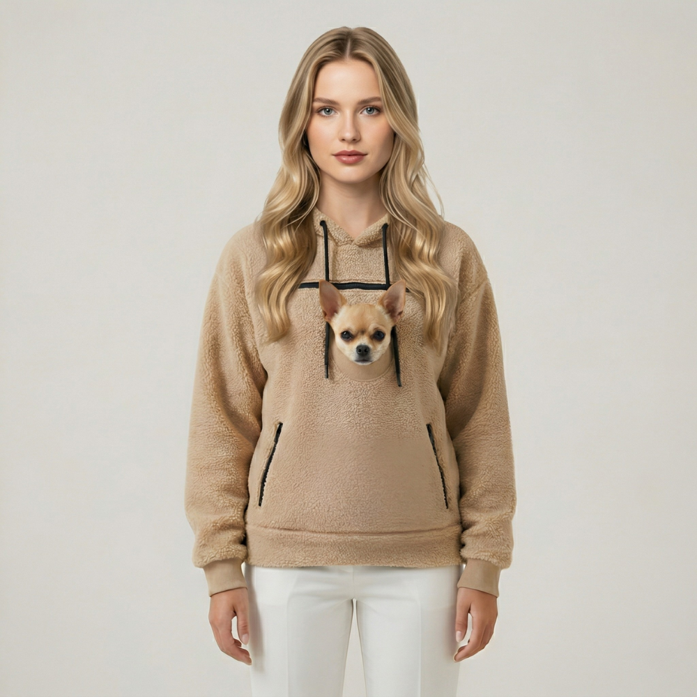 Kangaroo Style Pet Carrying Hoodie With Front Pocket — view 3