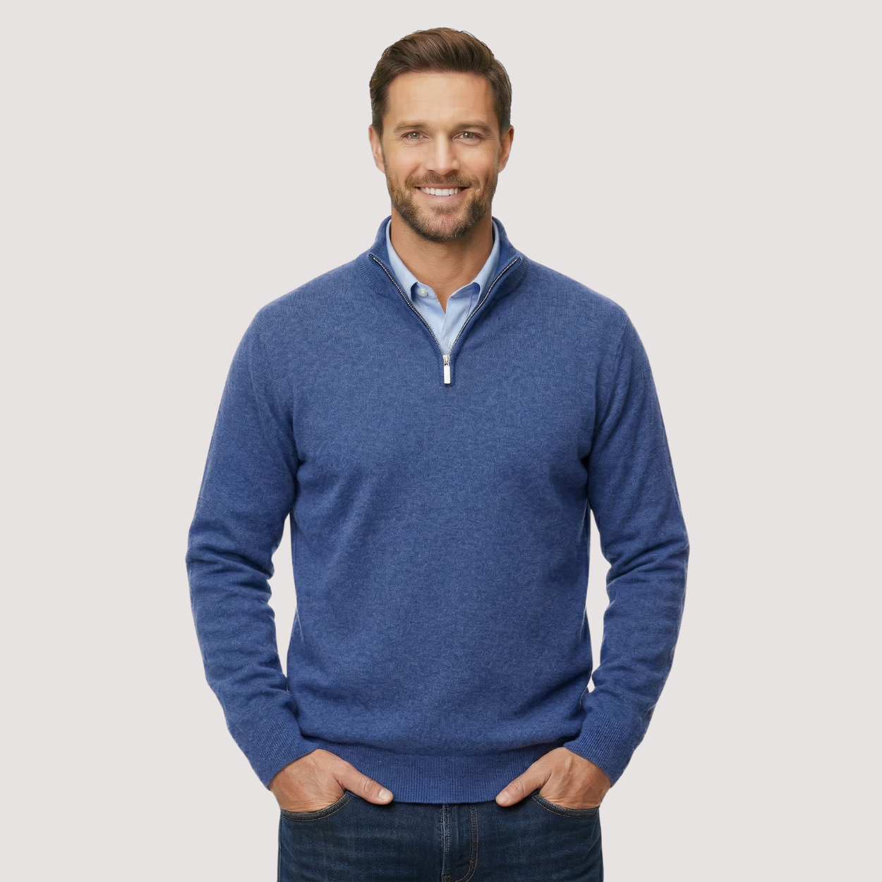 Classic Quarter Zip Knit Pullover Sweater — view 9