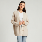 Soft Knit Cashmere Cocoon Front Button Cardigan — view 7