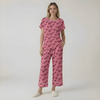 Printed Short Sleeve Capri Sleepwear Set For Women — view 2