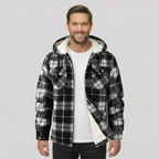 Everyday Plaid Flannel Sherpa Lined Hoodie Jacket — view 2