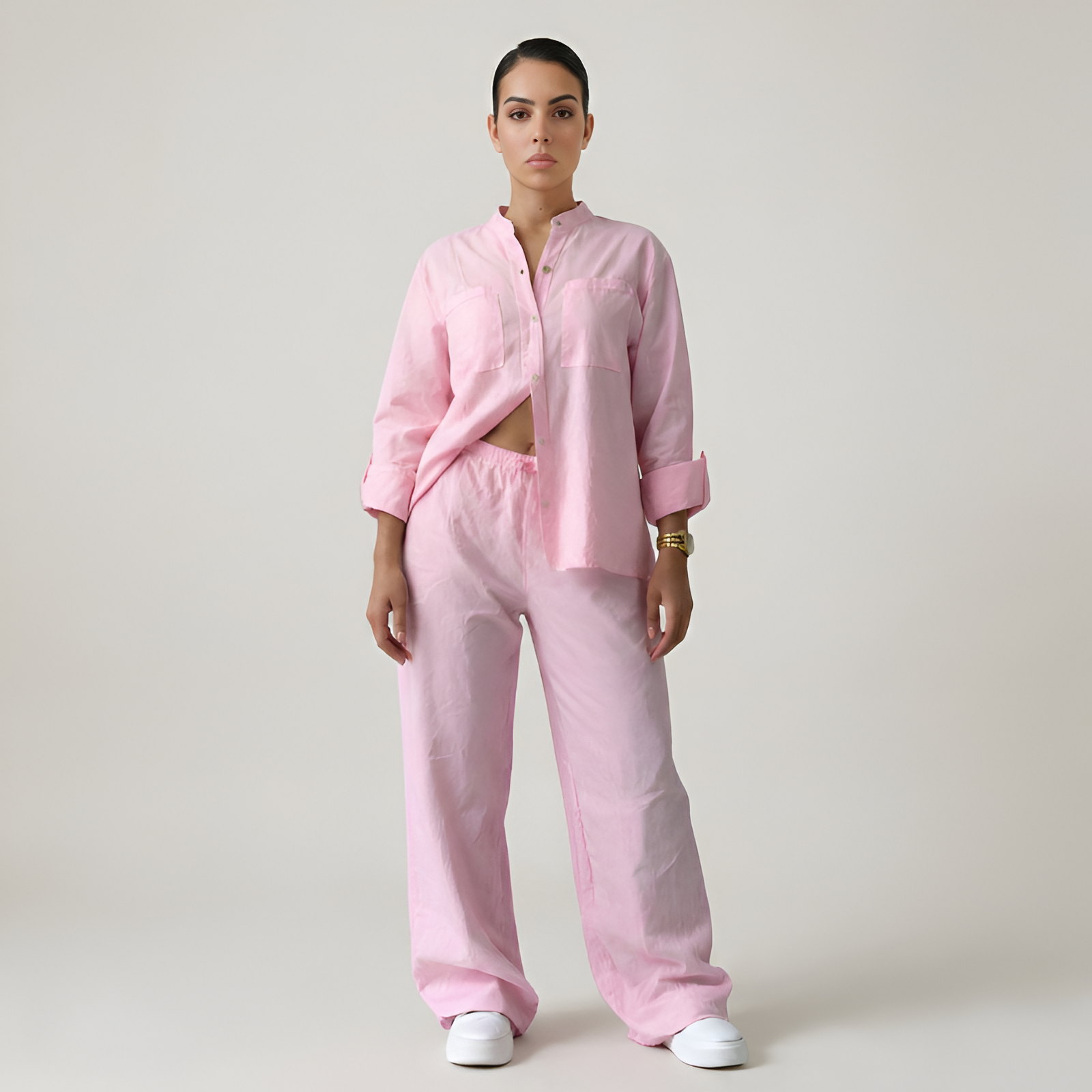 Minimal Button Up Co Ord Set For Women — view 5