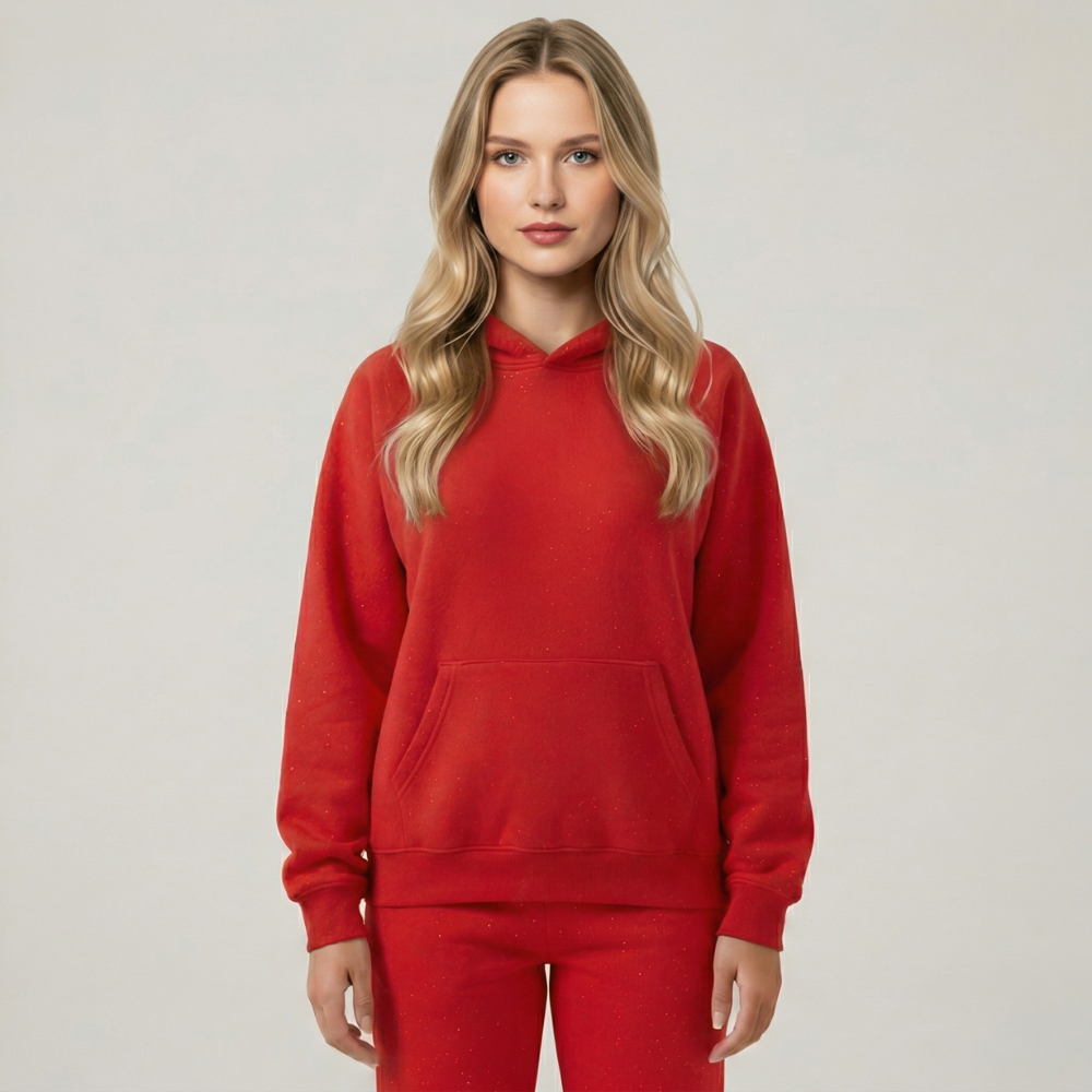 Rhinestone Speckled Pullover Hoodie With Kangaroo Pocket — view 3