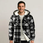 Sherpa Lined Plaid Flannel Zip Hoodie Jacket — view 3