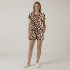 Short Sleeve Pajama Set With Contrast Piping And Pocket — view 2