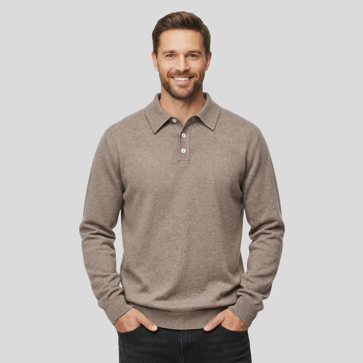 Classic Cashmere Lapel Polo T Shirt — view 9